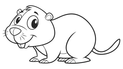Fototapeta premium Cute cartoon animal, cute zoo pictures, coloring book pages for kids. Isolated line art on a white background