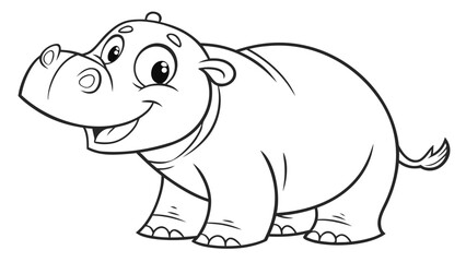 Fototapeta premium Cute cartoon animal, cute zoo pictures, coloring book pages for kids. Isolated line art on a white background