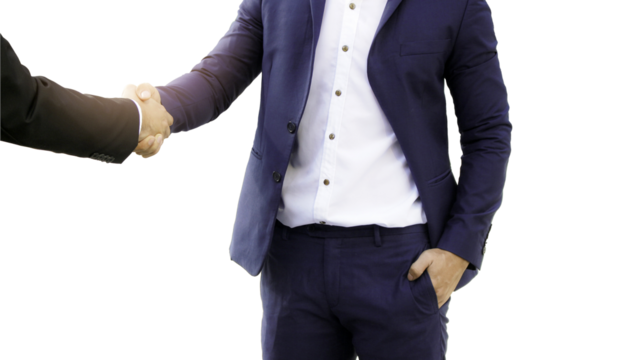Businessmen making handshake hand on transparent background
