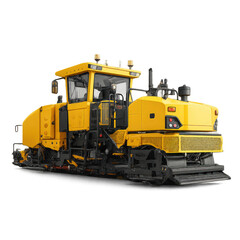 A bright yellow railway maintenance machine designed for efficient track repair and upkeep in the transportation industry.