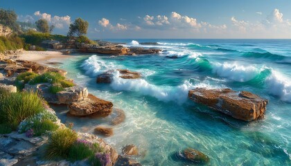 panorama of the sea and mountains