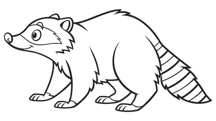 Fototapeta premium Cute cartoon animal, cute zoo pictures, coloring book pages for kids. Isolated line art on a white background