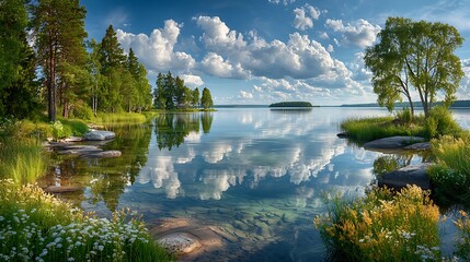 reflection of trees in water