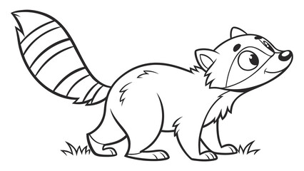 Fototapeta premium Cute cartoon animal, cute zoo pictures, coloring book pages for kids. Isolated line art on a white background