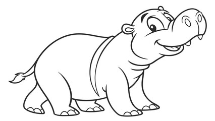 Fototapeta premium Cute cartoon animal, cute zoo pictures, coloring book pages for kids. Isolated line art on a white background