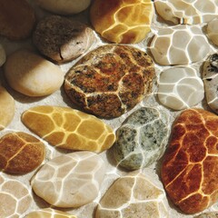 Fototapeta premium Colorful stones beneath water