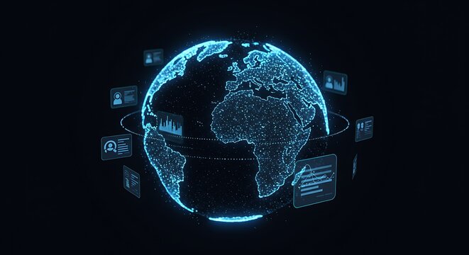 World Network Glowing Blue Data