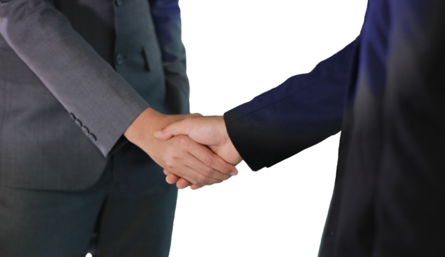 Businessmen making handshake hand on transparent background