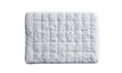 Soft, plush bath mat with a textured surface and rounded corners, ideal for bathroom decor and comfort. isolated on white background and transparent background