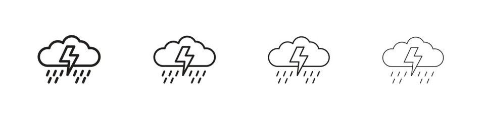 Thunderstorm icon outline vector pack. Best for web, mobile, ui