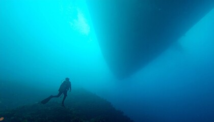 Fototapeta premium diver in the deep sea
