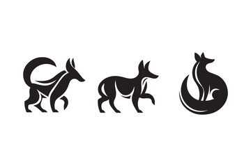 Set of fox logo vector illustration silhouette