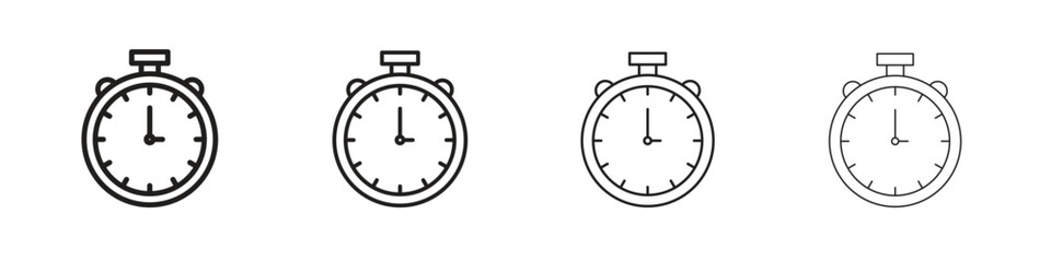 Stop watch icon outline vector pack. Best for web, mobile, ui
