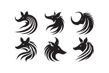 Obraz premium Set of animal logo vector illustration silhouette