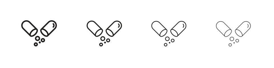 Open Capsule icon outline vector pack. Best for web, mobile, ui