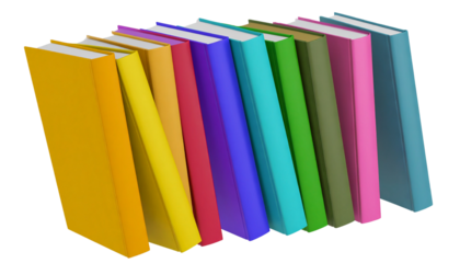 stack of colorfull school books notebooks isolated on transparent background png file