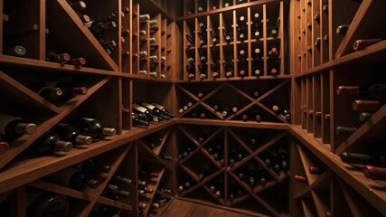 Luxurious Wine Cellar: Exquisite Wooden Racks  Fine Wines.