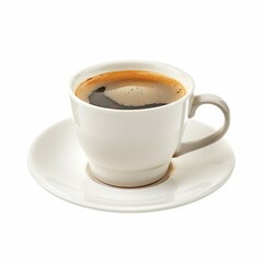 Fototapeta premium White coffee cup filled with dark coffee, on a saucer