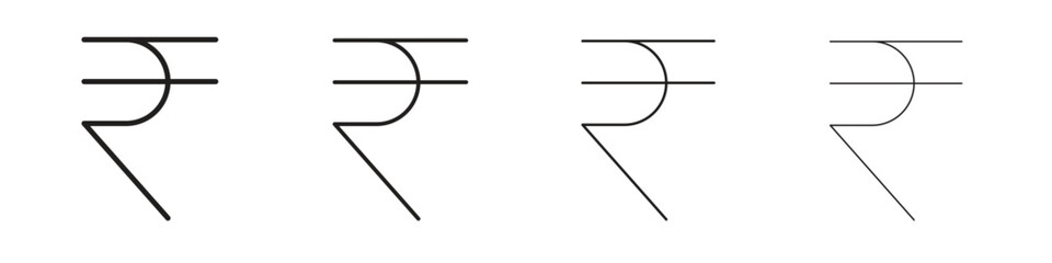 Indian rupee icon outline vector pack. Best for web, mobile, ui