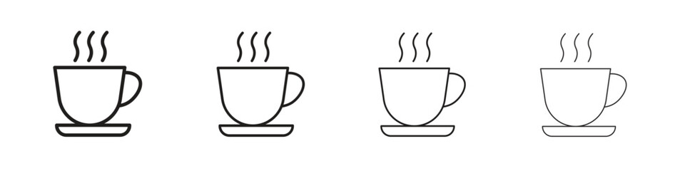 Hot coffee cup icon outline vector pack. Best for web, mobile, ui