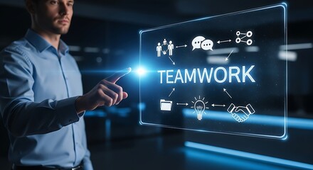 Business professional interacting with teamwork concept