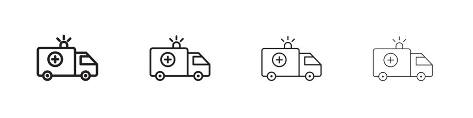 Ambulance icon outline vector pack. Best for web, mobile, ui