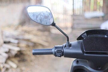 view from above of the steering part of the electric motorbike
