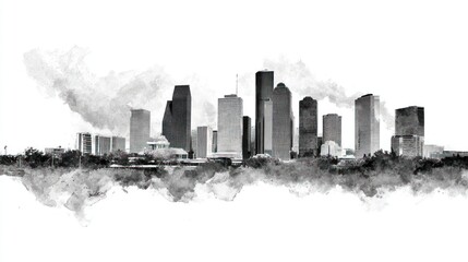 Cityscape watercolor illustration