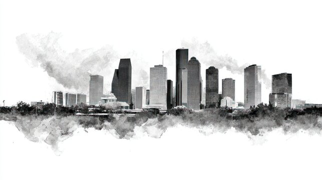 Cityscape watercolor illustration