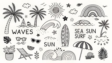 Tropical Beach Vibes, Summer Surf and Sun Art
