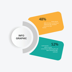 Business template infographic element. 2 option or step circle infographic. Presentation data visualization.