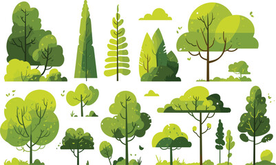 Vibrant Tree Collection: A stunning array of trees in various shapes and sizes, perfect for adding a touch of nature and environmental beauty.