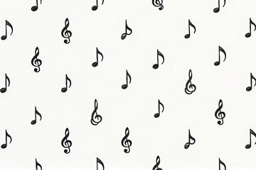 Minimalist Musical Notes Seamless Pattern on White Background