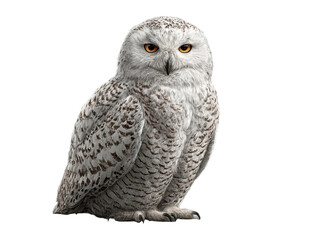 Fototapeta premium Snowy owl in flight nature wildlife outdoor environment close-up. Isolated on transparent background, png.