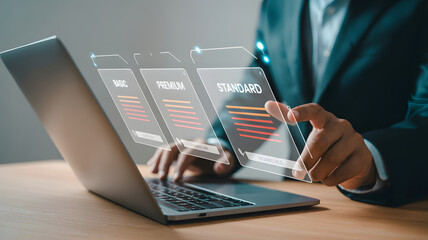 Choose standard subscription plan on laptop for business growth and development