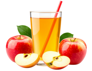 3 - Glass of Apple Juice with Whole Apples for Fresh Beverage Branding