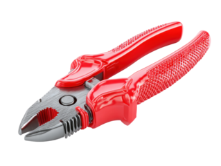 Pliers in action tool use in home improvement projects workshop. Isolated on transparent background, png.