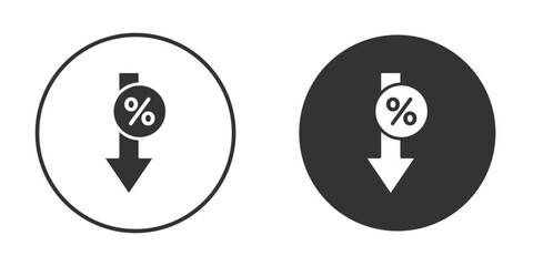 Percent down icon flat. Illustration isolated vector sign symbol