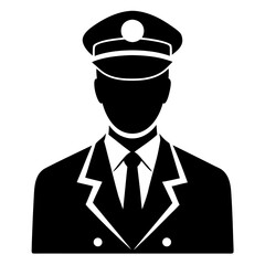 Train conductor silhouette black vector white