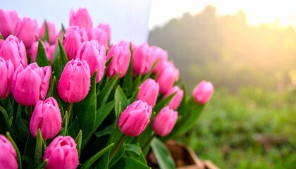 Obraz premium pink and white tulips