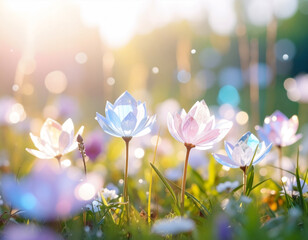Fantasy Crystal Flower Garden Background