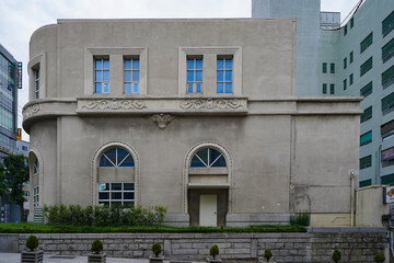 Contemporary office buildings in an urban area with clean lines and modern design.