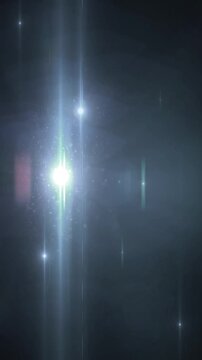 Looping vertical video of multiple white camera flashes with light rays on dark background. Perfect for social media content.