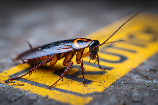 'floor cockroach control pest sign dead caution infestation house kill dirty body black brown bug can creeping danger dangerous ddt disease disgusting effect gross health home hygiene insect'