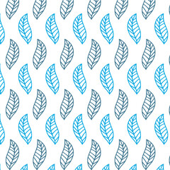 A hand-drawn, cute vector seamless pattern featuring elegant summer leaves in a clean line-art style. Perfect for fabric, gift wrap, wallpaper, textile, paper, and print projects. 
