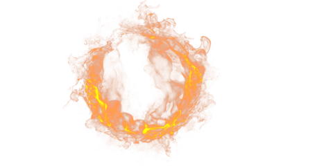 An intense ring of fire swirling against a black background creating a captivating visual effect