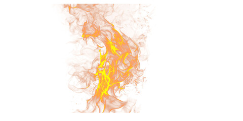 A vibrant display of orange and yellow flames rising upwards against a stark black background scene...
