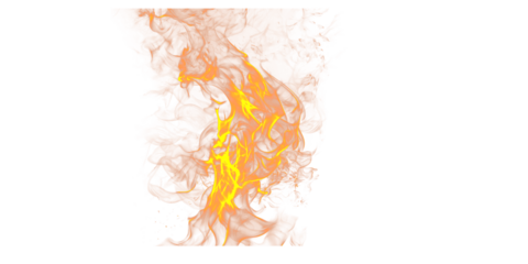 A vibrant display of orange and yellow flames rising upwards against a stark black background scene view