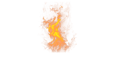 A vivid display of burning flames set against a stark black background, showcasing intense heat and light