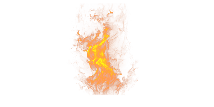 A vivid display of burning flames set against a stark black background, showcasing intense heat and light